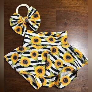 Skirted bummie and bow set.